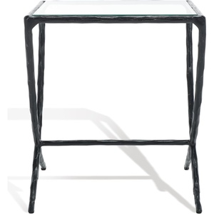 image:imageSAFAVIEH Couture Collection Debbie Black Square Metal Accent Table Fully AssembledBlack
