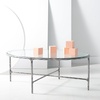 image:imageSAFAVIEH Couture Collection Jessa Brass Metal Oval Coffee Table Fully AssembledSilver