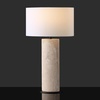 image:imageSAFAVIEH Couture Lighting Collection  Jillianna Travertine amp White Table Lamp Modern Cylinder Base LED Bulb Included CTL1095ATravertineWhite