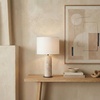 image:imageSAFAVIEH Couture Lighting Collection  Jillianna Travertine amp White Table Lamp Modern Cylinder Base LED Bulb Included CTL1095ATravertineWhite
