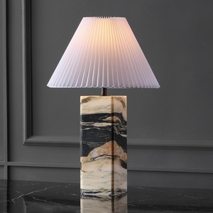 image:imageSAFAVIEH Couture Lighting  Mackenzie 25Inch Square Marble Table Lamp  Light Brown amp Black  Modern Slim Pillar Design  Ideal for Living Room Bedroom  LED Bulb Included CTL1080CLight BrownBlack