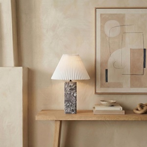 image:imageSAFAVIEH Couture Lighting  Mackenzie 25Inch Square Marble Table Lamp  Light Brown amp Black  Modern Slim Pillar Design  Ideal for Living Room Bedroom  LED Bulb Included CTL1080CLight GreyWhite