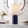 image:imageSAFAVIEH Lighting Collection Huxley Modern Navy Blue Ceramic 22inch Bedroom Living Room Home Office Desk Nightstand Table Lamp Set of 2 LED Bulbs Included