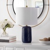 image:imageSAFAVIEH Lighting Collection Huxley Modern Navy Blue Ceramic 22inch Bedroom Living Room Home Office Desk Nightstand Table Lamp Set of 2 LED Bulbs Included