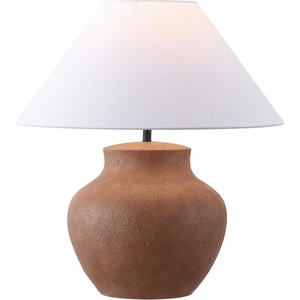 image:imageSAFAVIEH Lighting Collection  Clay Brown Resin Table Lamp 22 Decorative Accent Light with Fabric Shade E26 Bulb Compatible TBL4656ABrown