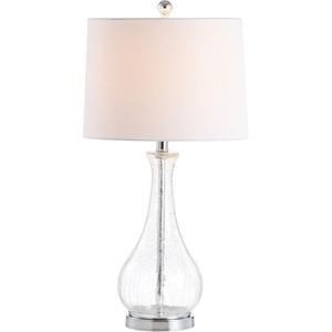 image:imageSAFAVIEH Lighting Collection  Finnley Modern Amber Crackle Glass 28Inch Table Lamp LED Bulb Included Bedroom Living Room Home Office Nightstand Desk TBL4206BClearChrome