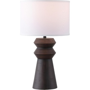 image:imageSAFAVIEH Lighting Collection  Monika Antique Black Resin Table Lamp with Fabric Shade 25 Modern Bedside or Living Room Light E26 Bulb Compatible TBL4650AAntique Black