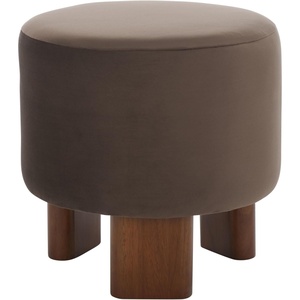 image:imageSAFAVIEH Home Collection Mista Chocolate Brown Velvet Round Ottoman Seat Foot RestChocolateBrown