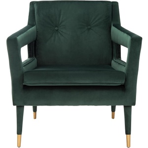 image:imageSafavieh Home Mara Retro Glam Navy Velvet and Gold Tufted Accent ChairForest Green  Gold