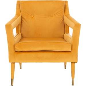 image:imageSafavieh Home Mara Retro Glam Navy Velvet and Gold Tufted Accent ChairMarigold  Gold