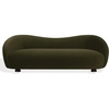 image:imageSAFAVIEH Couture  Jocelyne Sofa  Modern Curved Design  Dark Green Velvet amp Walnut  Ideal for Living Room Family Room 85 W x 368 D x 30 H SFV7519BWalnutDark Green