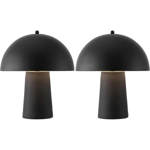 image:imageSAFAVIEH Lighting Collection  Serra Black Resin Mushroom Table Lamp Set of 2 18 Modern Decorative Accent Lights E26 Bulb Compatible TBL4634ASET2Black