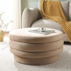 image:imageSAFAVIEH Home Collection Rohan Tan Velvet Layered Stacked Cocktail Ottoman Fully AssembledLight Brown