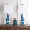 image:imageSAFAVIEH Lighting  Foo Dog 285Inch Ceramic Table Lamp Set of 2  Red  Sculpted Figure Design  Ideal for Living Room Bedroom Entryway Home Office  LED Bulbs Included LIT4137DSET2Blue  Set of 2