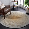 image:imageSAFAVIEH Soho Collection Area Rug  4 Round Beige amp Beige Handmade Wool amp Viscose Ideal for High Traffic Areas in Living Room Bedroom SOH655BBlueBeige