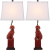 image:imageSAFAVIEH Lighting  Foo Dog 285Inch Ceramic Table Lamp Set of 2  Red  Sculpted Figure Design  Ideal for Living Room Bedroom Entryway Home Office  LED Bulbs Included LIT4137DSET2Red  Set of 2