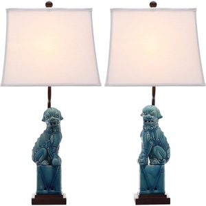 image:imageSAFAVIEH Lighting  Foo Dog 285Inch Ceramic Table Lamp Set of 2  Red  Sculpted Figure Design  Ideal for Living Room Bedroom Entryway Home Office  LED Bulbs Included LIT4137DSET2Blue  Set of 2