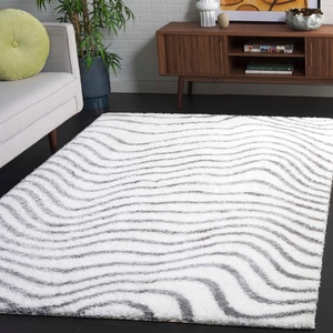 image:imageSAFAVIEH Tahoe Shag Collection Area Rug  5 x 7 IvoryGrey Geometric Design Plush 12 Inch Thick Ideal for High Traffic Areas in Living Room Bedroom Dining THO680F